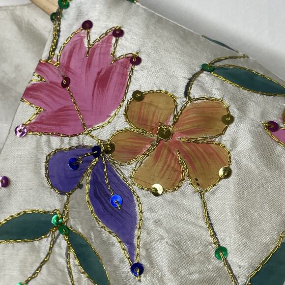 KRISS Sweden Hand Painted Flowers Silk Jacket Artsy Art-to-wear EU 38 / US 6 / M - Picture 13 of 16